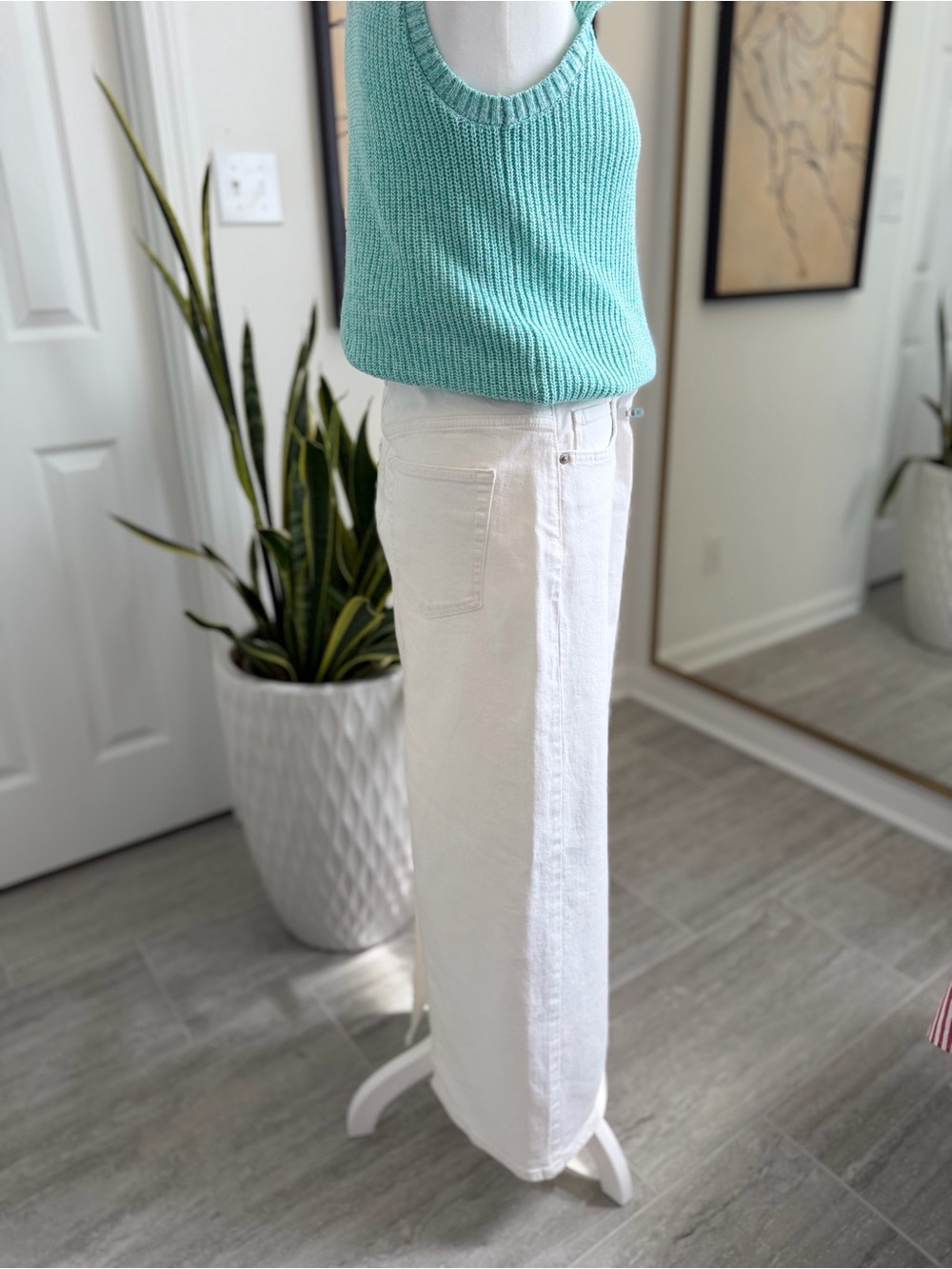 H&M White Denim Maxi Skirt Women’s US 6 High Rise Back Slit NWT Cotton - Picture 3 of 10
